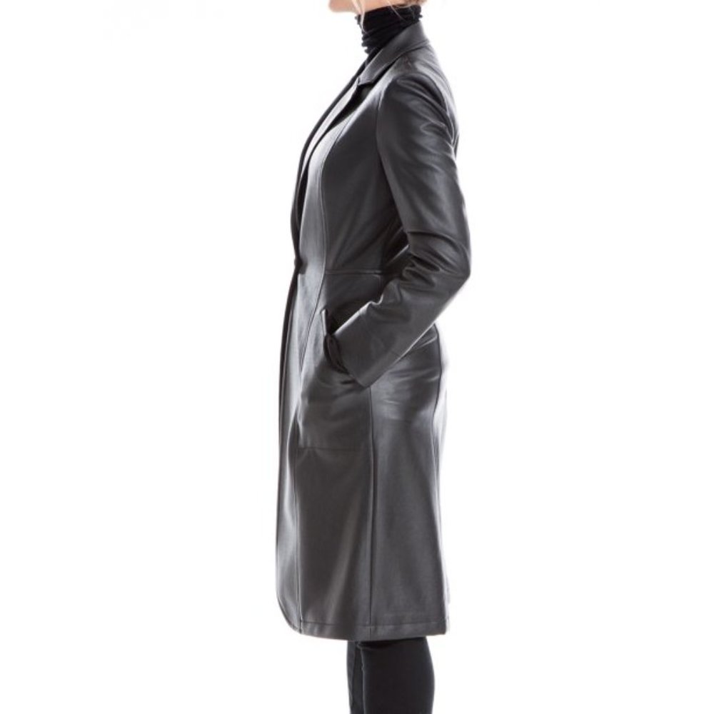 Max Studio Women's Long Leatherette Jacket - Picture 5 of 9